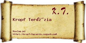 Kropf Terézia névjegykártya
